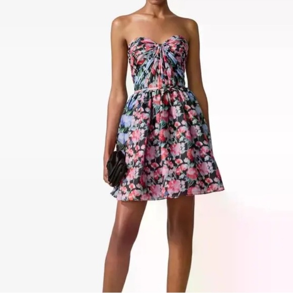 NWT New CAROLINA HERRERA Peony-Print Mini Dress Size 10 - Picture 2 of 12